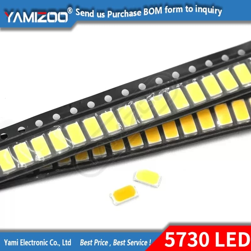 200 pièces 5730 0.5W-150Ma 50-55lm 5600K-6400K lumière blanche SMD 5730 LED 5730 Diodes (3.2 ~ 3.4V)