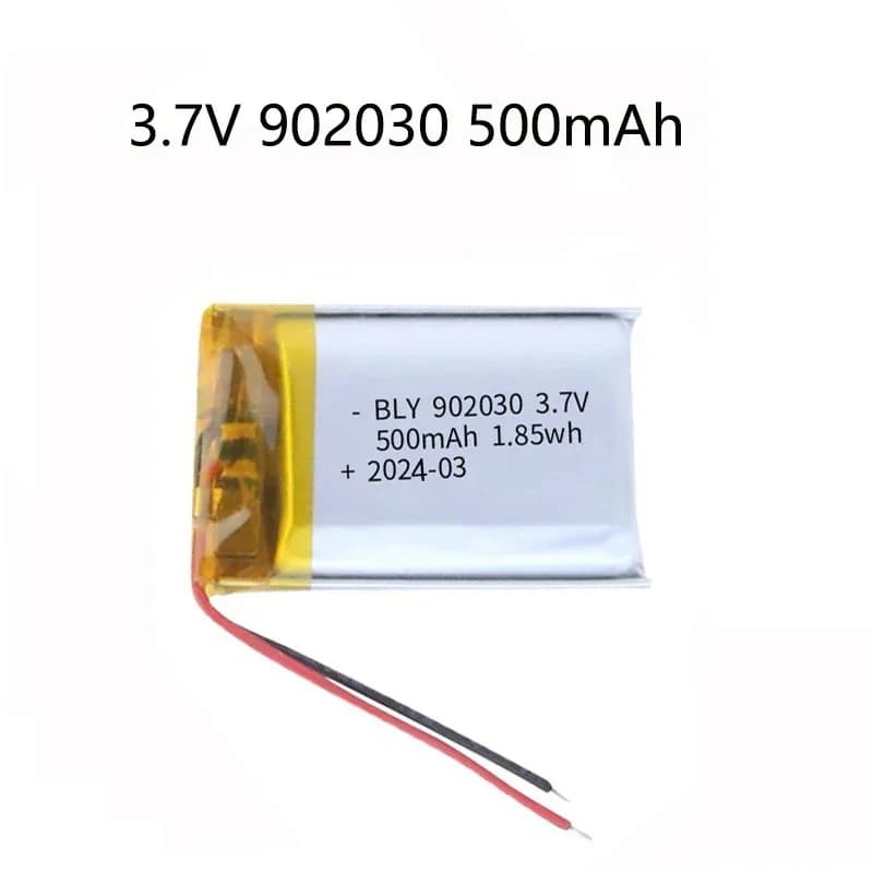 3,7 V 500 mAh 902030 Batterie rechargeable au lithium-ion polymère pour lumières LED, haut-parleur