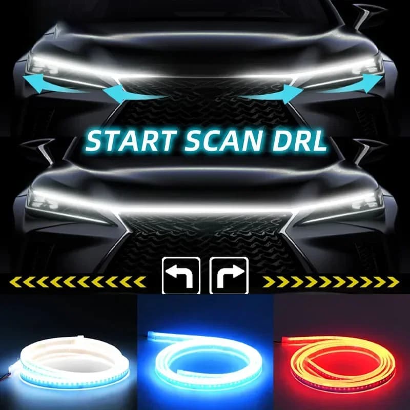 Bande lumineuse décorative pour capot de voiture à LED, démarrage du balayage, lumière ambiante dyna