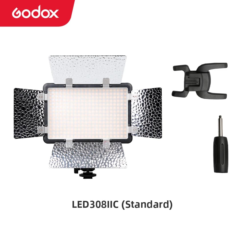 Godox-Lampe vidéo LED LED308C II, LED308, 3300K-5600K, révélateur d'appareil photo, batterie NP770,