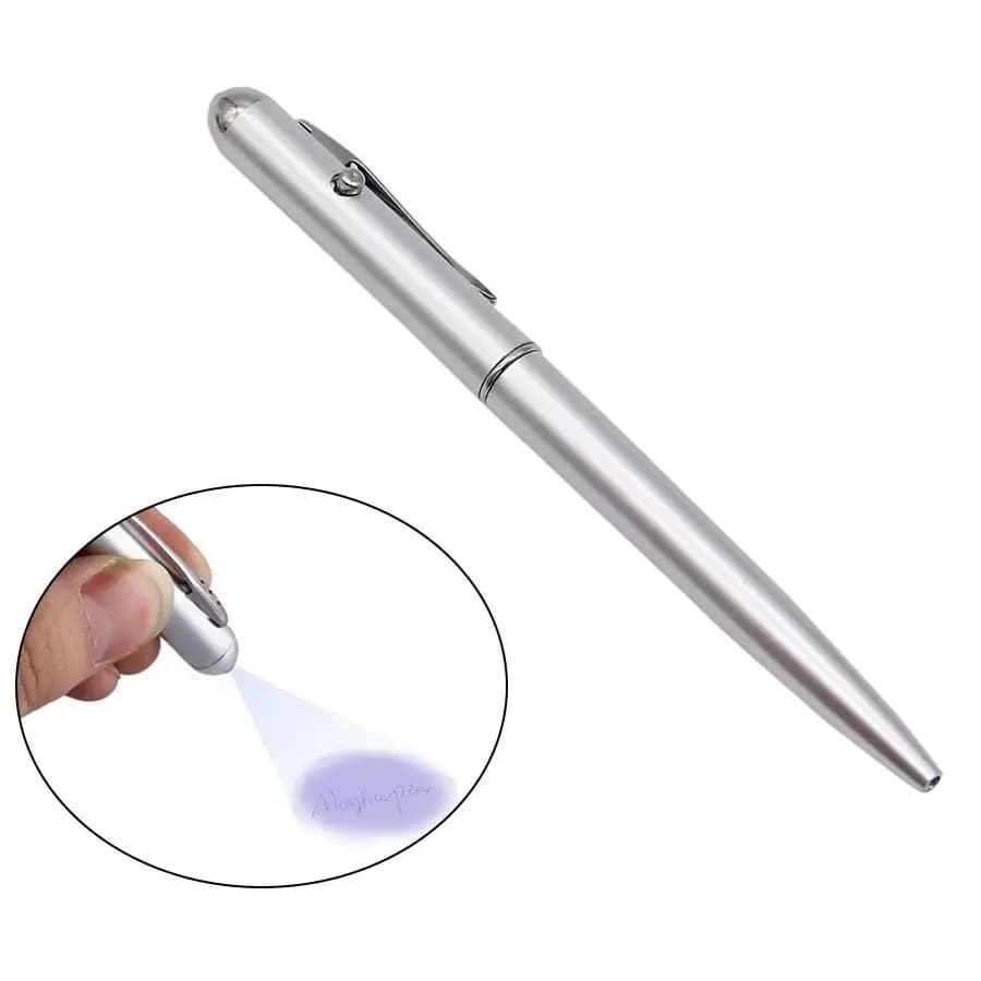 Stylo Invisible avec lumière ultraviolette électronique LED, détecteur d'argent, stylo UV créatif à