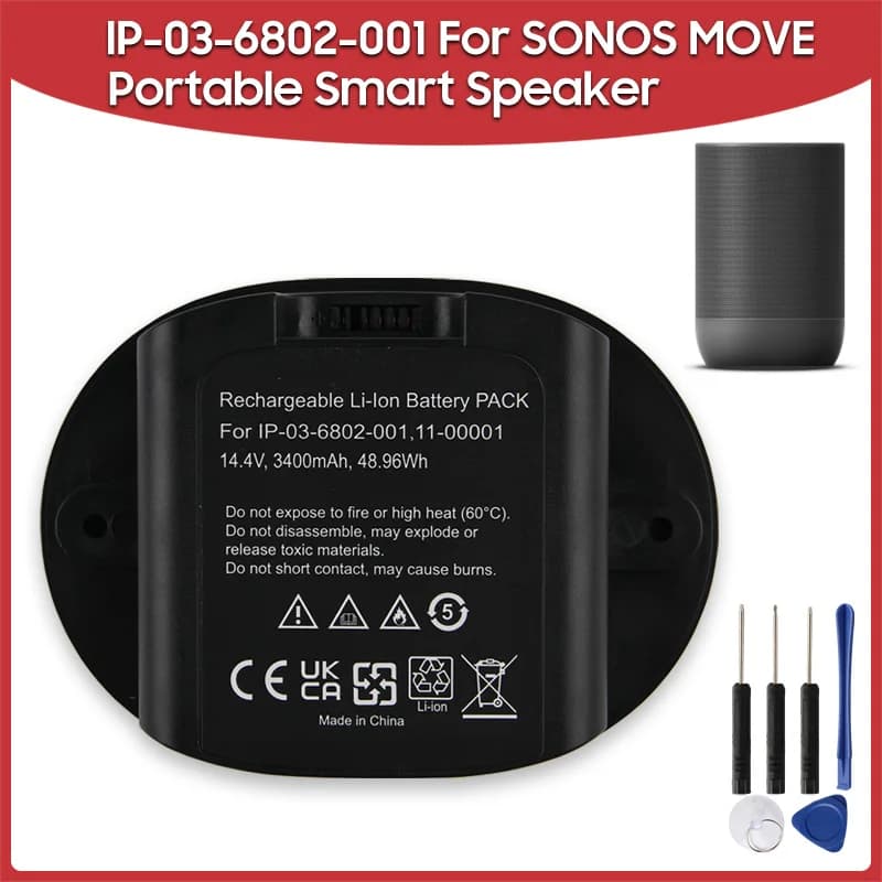 Batterie de remplacement 3400mAh pour batterie de haut-parleur SONOS MOVE IP-03-6802-001 IP-03-9291-
