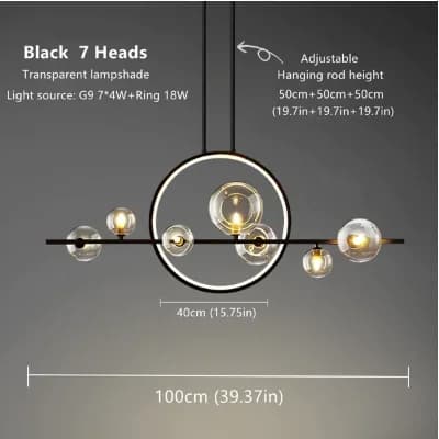 Lustre en verre nordique Suspension plafond Suspension lampe suspendue salon salle à manger cuisine