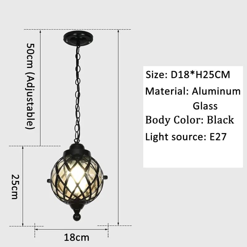 Lampe de pavillon LED étanche minimaliste européenne, éclairage extérieur suspendu, lumières de jard