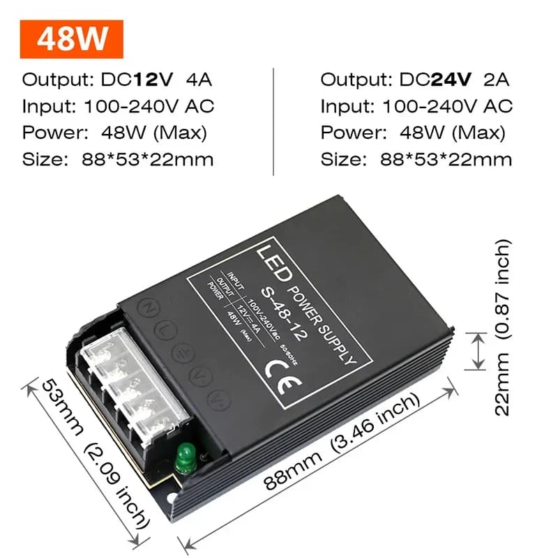 Alimentation électrique à tension constante 48W 60W 100W 150W 200W 300W 400W, driver mince pour band