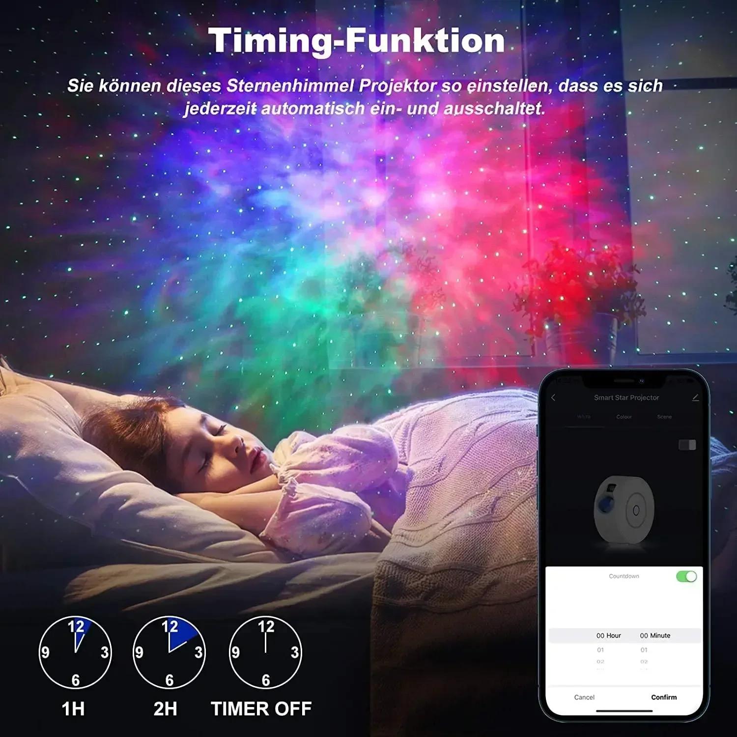 Projecteur laser Tuya Smart Star, WiFi, ciel étoilé, veilleuse ondulante, LED colorée, commande sans fil, compatible Alexa