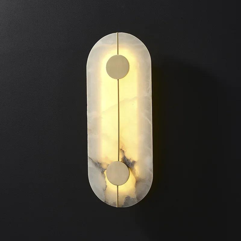 Applique Murale LED Moderne de Luxe en Cuivre et Marbre pour Salon, Mur de Fond, Couloir, Décoration Murale Nordique