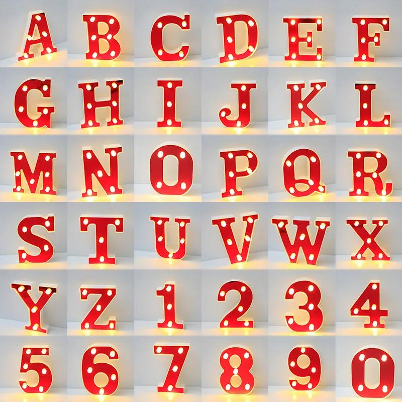 Veilleuse de lettre LED Shoous, lampe de numéro d'alphabet, décoration de demande en mariage et de fête d'anniversaire, 26 lettres anglaises, rouge et blanc, Noël
