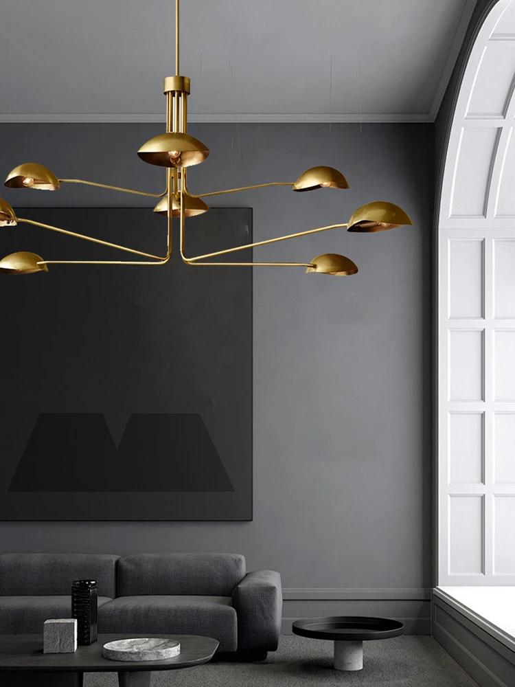 Lampes suspendues américaines post-modernes LED néoclassique salon Lustre minimaliste lustres en laiton noir luminaires