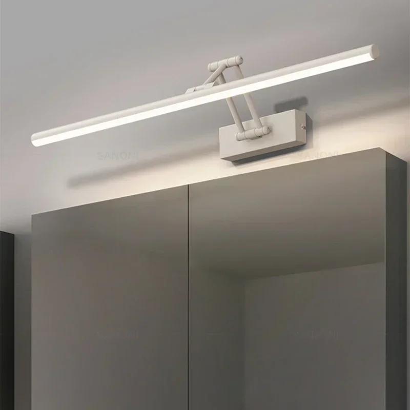 Applique murale LED moderne rétractable noire et blanche pour miroir de salle de bain, éclairage de maquillage, luminaire mural au-dessus du miroir
