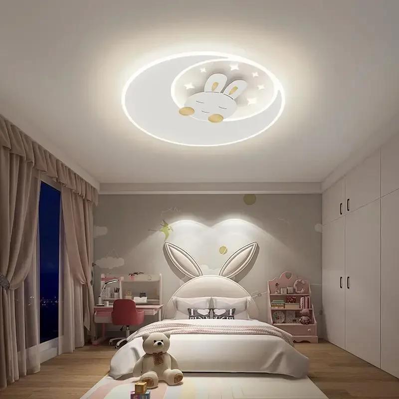 Nordique créatif lapin LED plafonnier Dimmable chambre d'enfants plafonnier moderne décoration de la maison luminaires