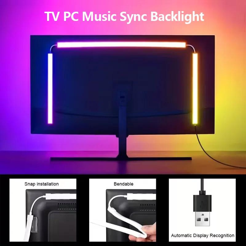 Bande lumineuse LED USB pour rétro-éclairage TV, ambiant intelligent, 24 27 32 34 pouces, écran de moniteur, rétro-éclairage LED, lampe de décoration d'ambiance de jeu, DIY bricolage