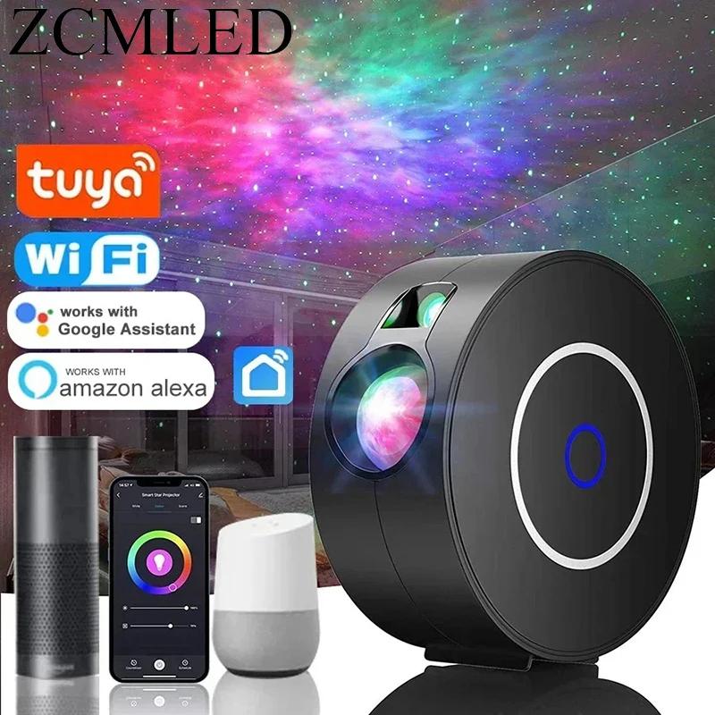 Projecteur laser Tuya Smart Star, WiFi, ciel étoilé, veilleuse ondulante, LED colorée, commande sans fil, compatible Alexa