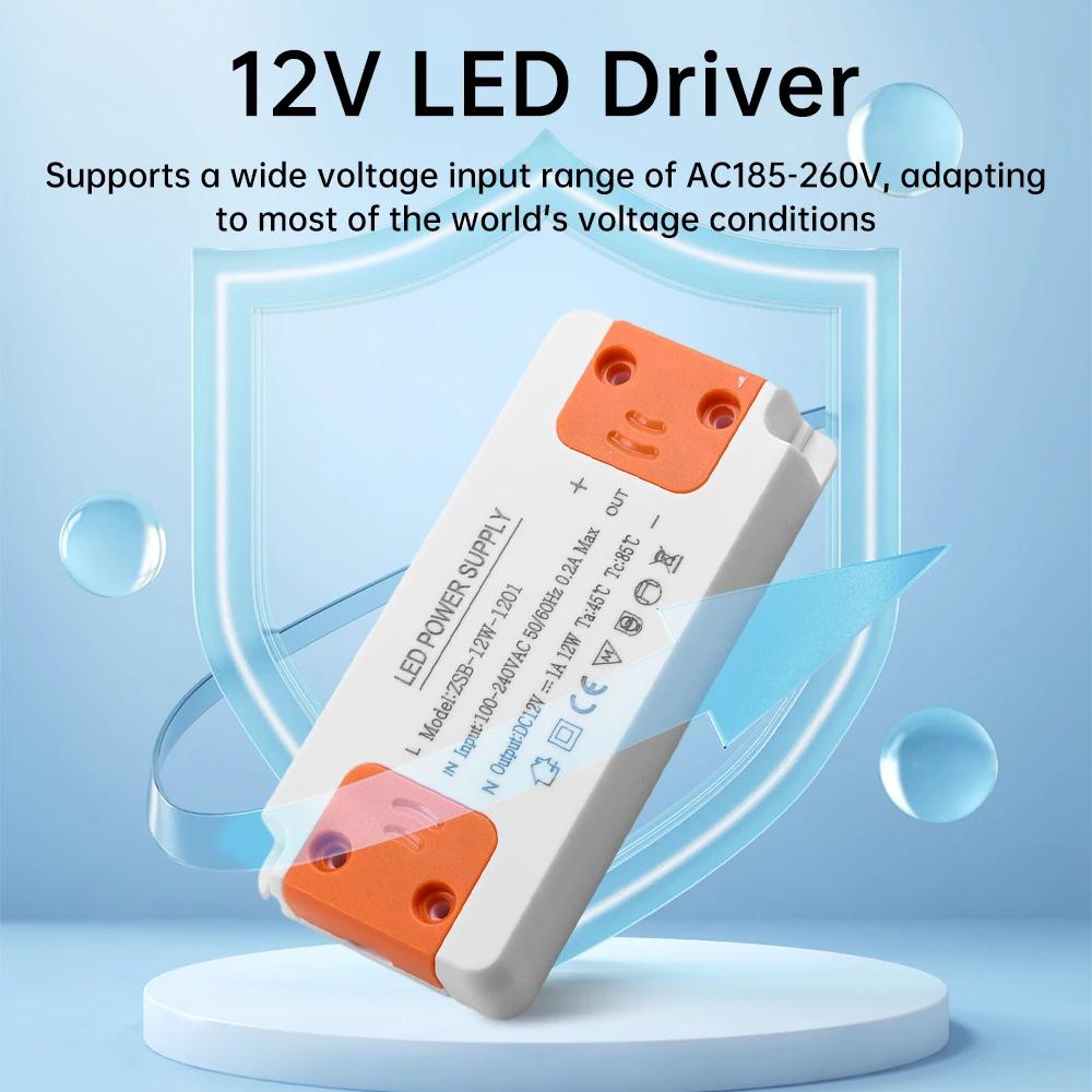 Pilote LED 12V, alimentation électrique fine à tension constante, entrée AC185-260V 12W 18W 24W 36W, adaptée à diverses lampes LED
