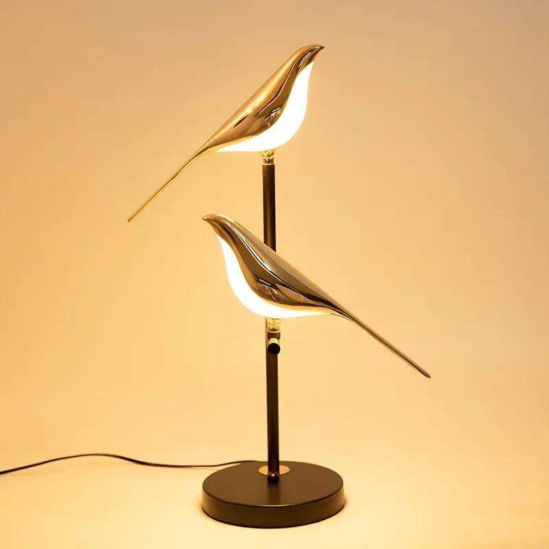 Créatif doré pie oiseau mur LED lampe Restaurant salon hôtel lustre étude chambre chevet décoration bureau lumière