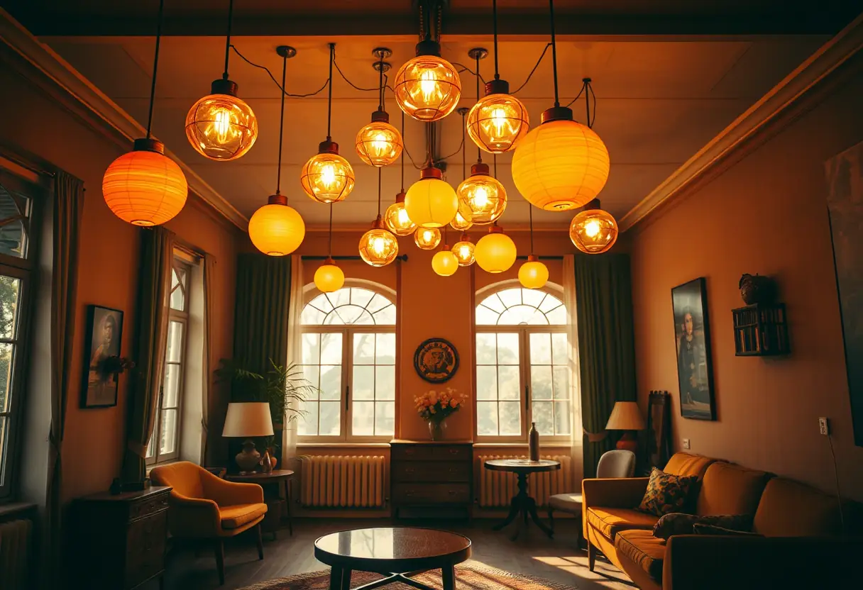 Lumière chaleureuse des lampes boules vintage