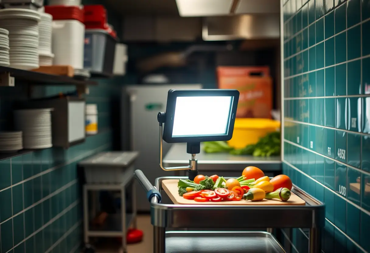 Lampe de travail dans une cuisine commerciale