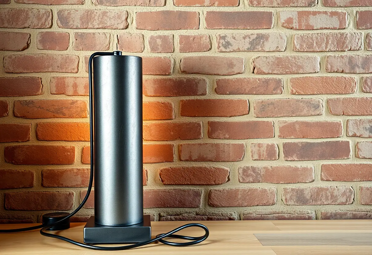 Lampe de chevet industrielle contre un mur en brique