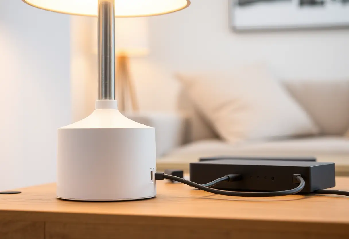 Base d'une lampe de table sans fil connectée à un hub